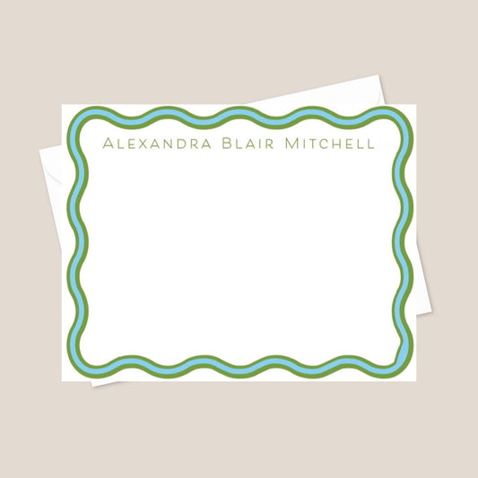 Wavy Green and Blue Stationery