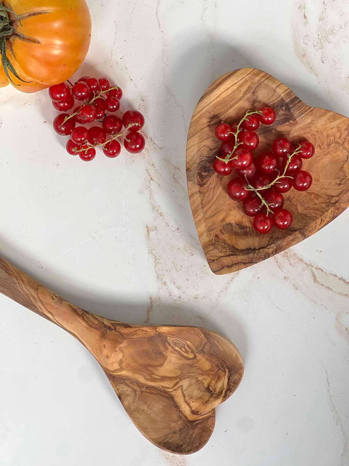Olive Wood Heart Spoon 12"