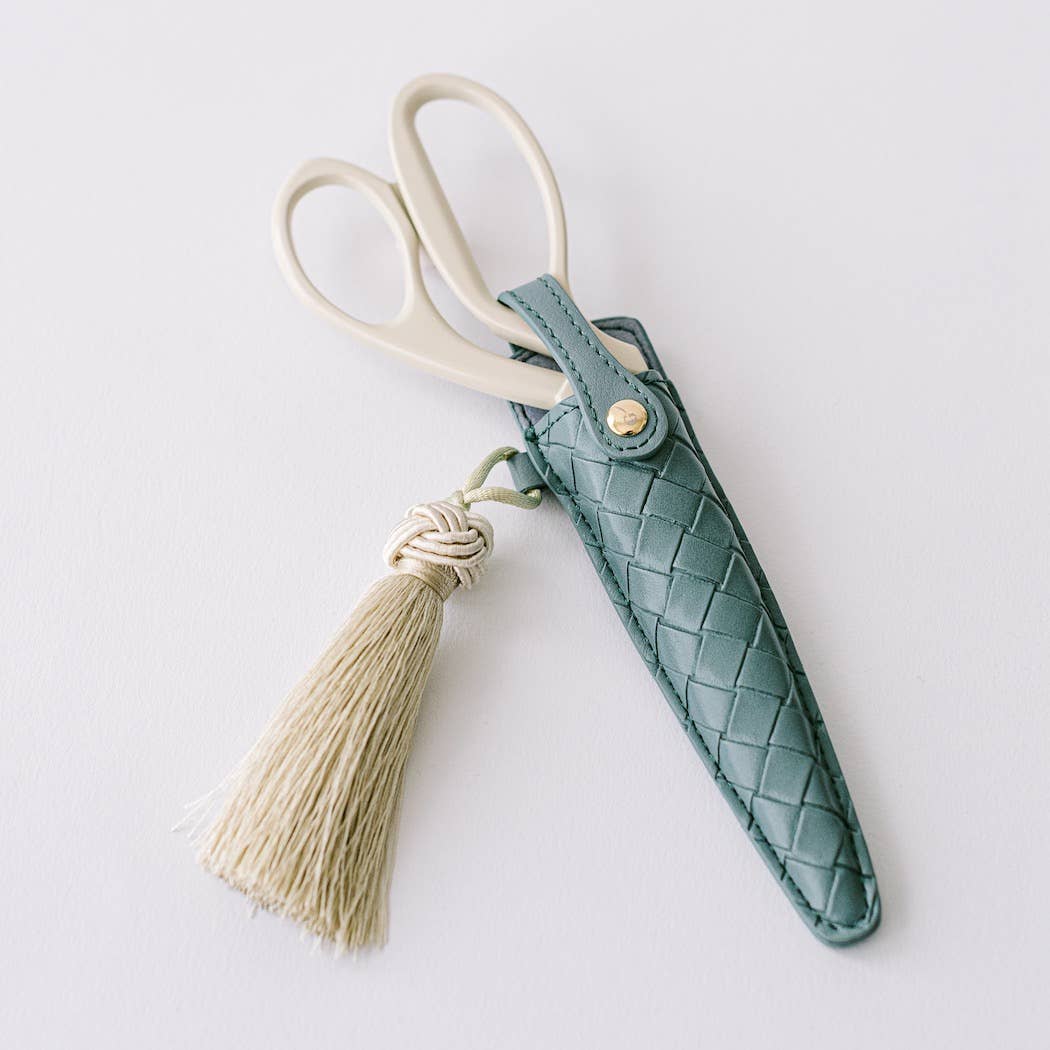 Dusk Blue-Ivory and Gold Heirloom Scissors with Case