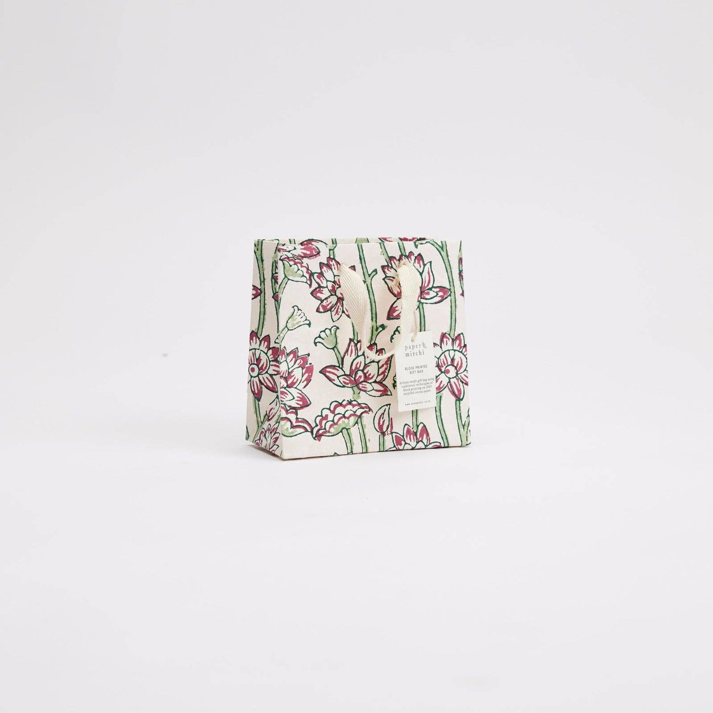 Cherry Small Hand Block Printed Gift Bag