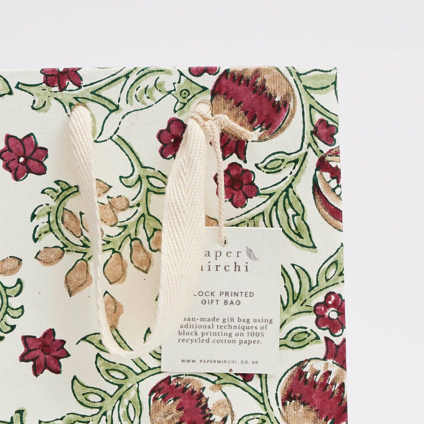 Cherry Small Hand Block Printed Gift Bag