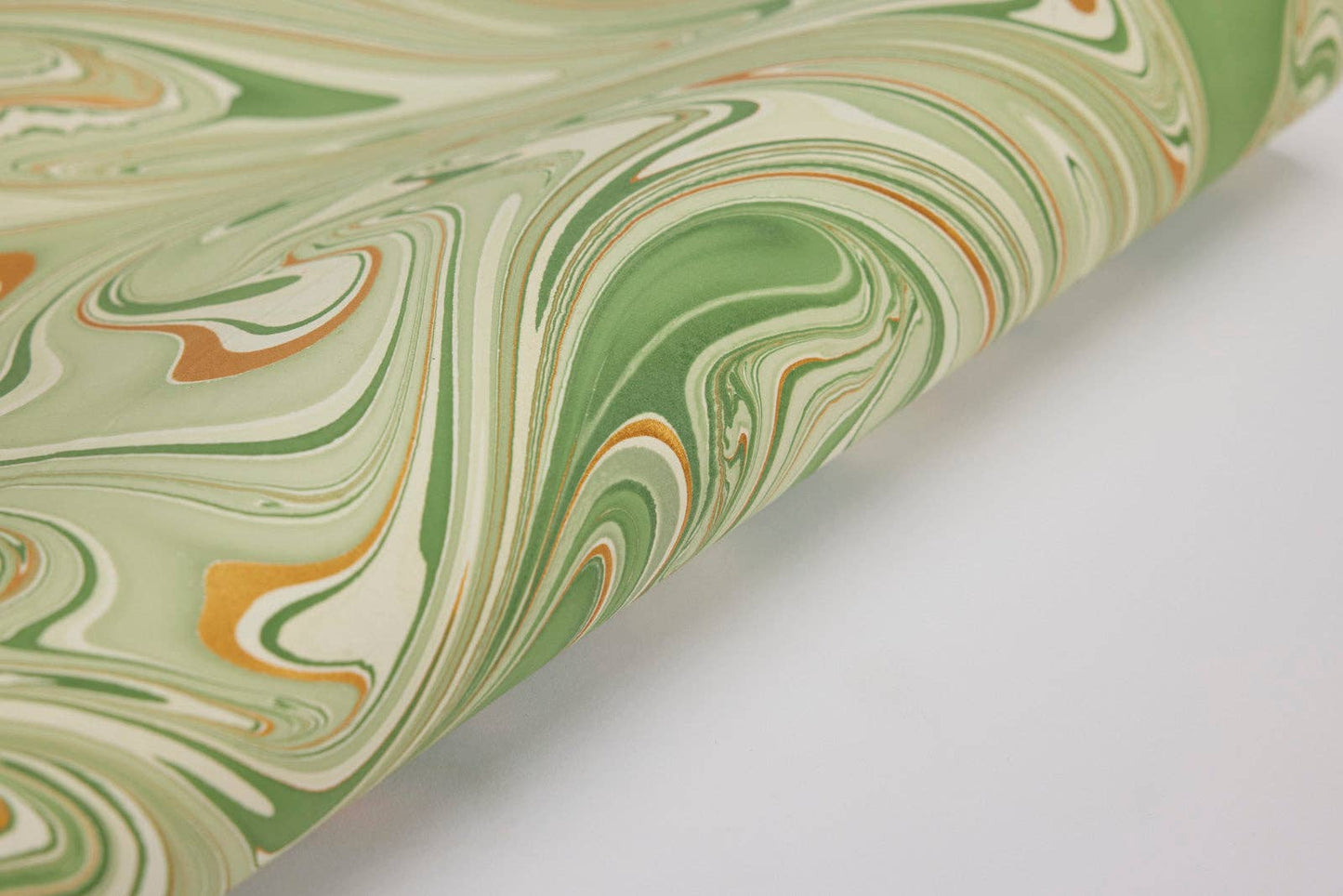Waves Matcha Hand Marbled Wrapping Paper Sheet