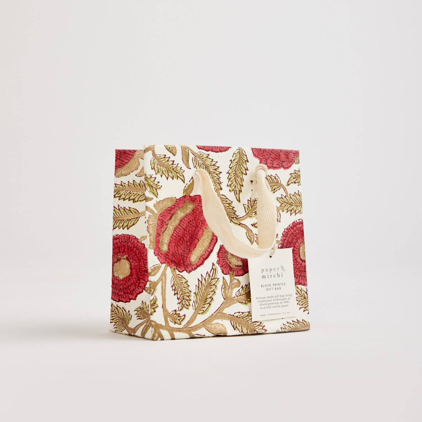 Scarlet Small Hand Block Printed Gift Bags