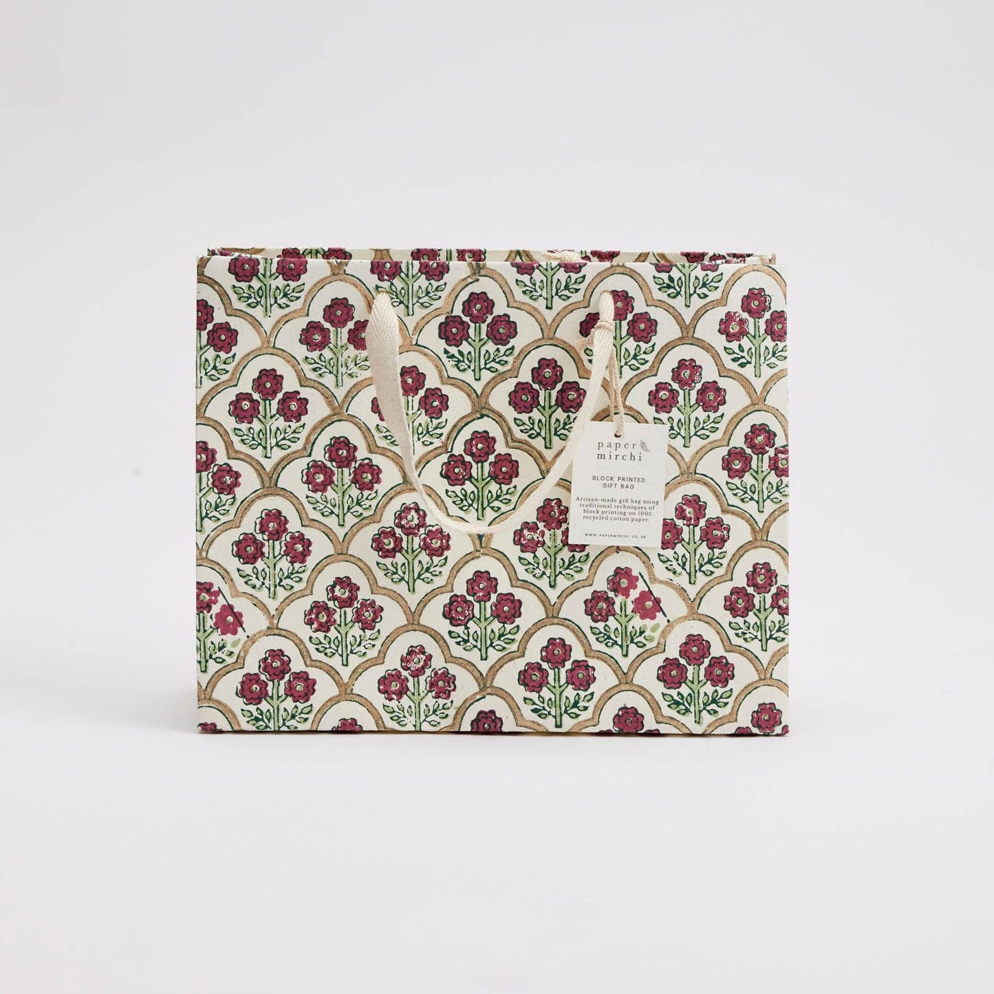 Cherry Medium Hand Block Printed Gift Bag