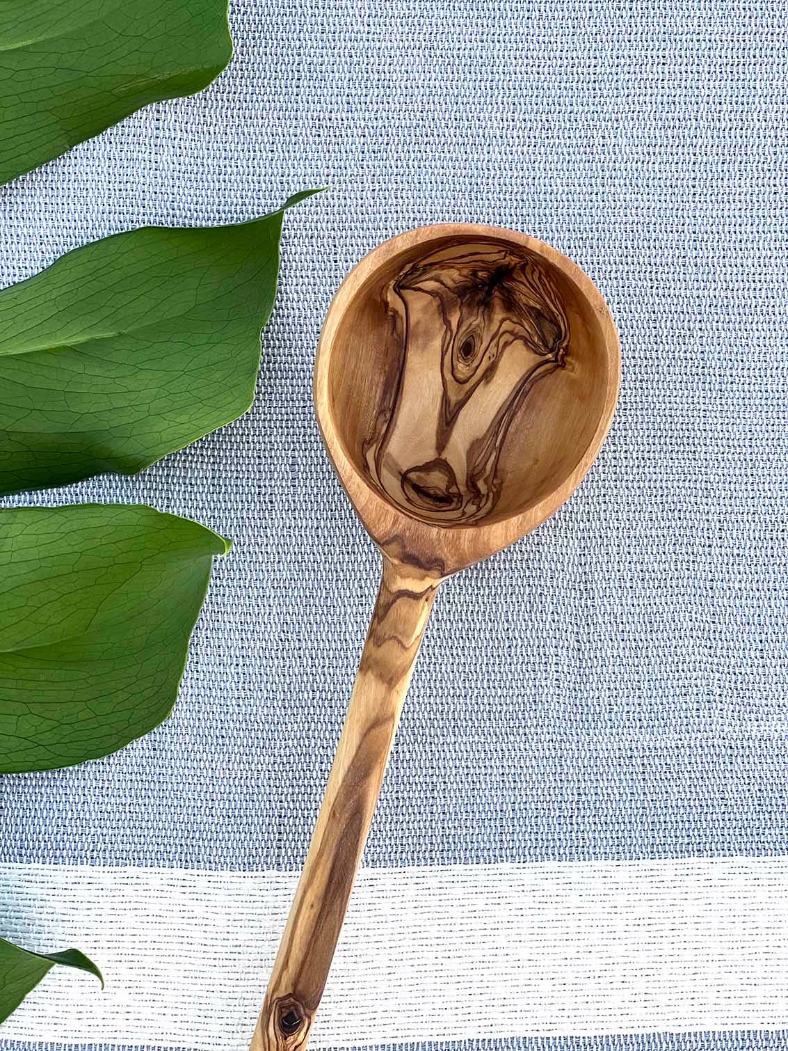 Olive Wood Modern Ladle 12"