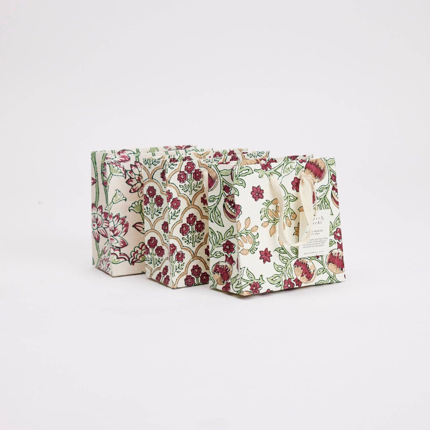 Cherry Small Hand Block Printed Gift Bag