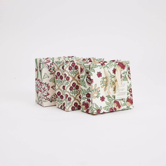Cherry Small Hand Block Printed Gift Bag