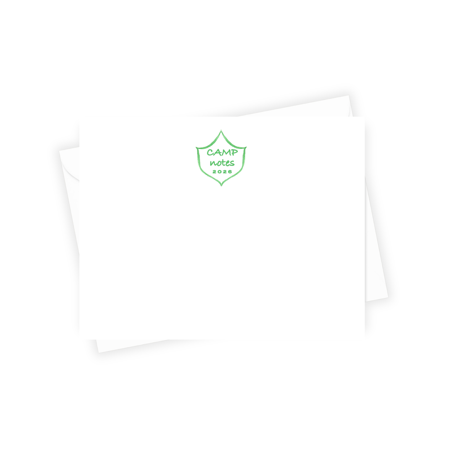 Green Camp crest stationery
