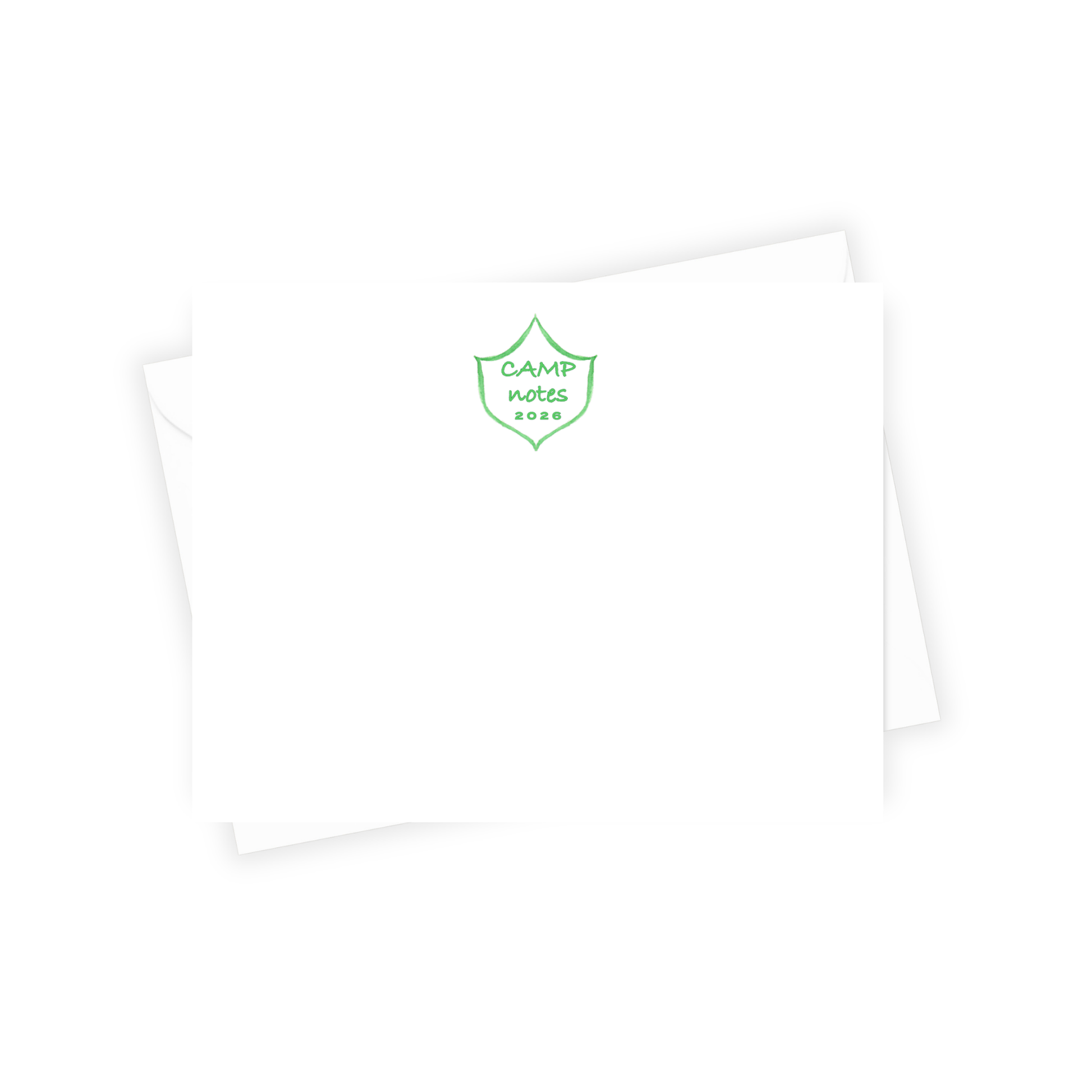 Green Camp crest stationery