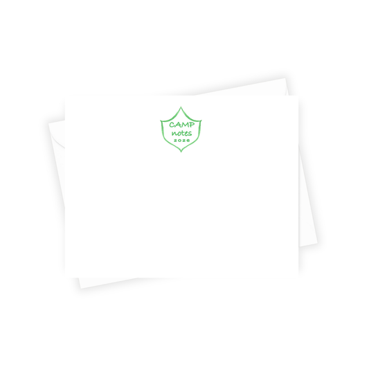 Green Camp crest stationery