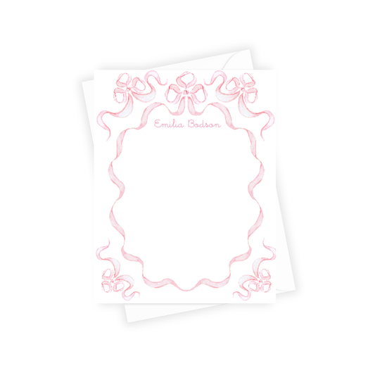 pink ribbon stationery