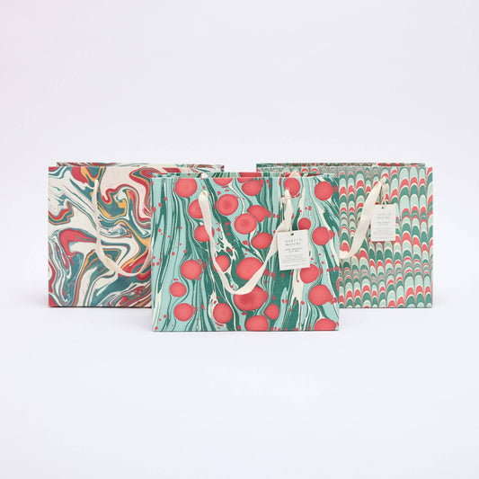 Christmas Splendor Med Hand Marbled Gift Bag