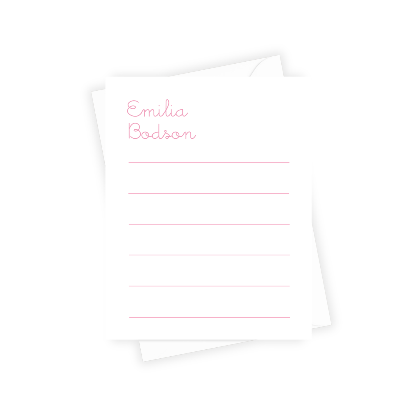 stationery with lines for a note