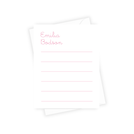 stationery with lines for a note
