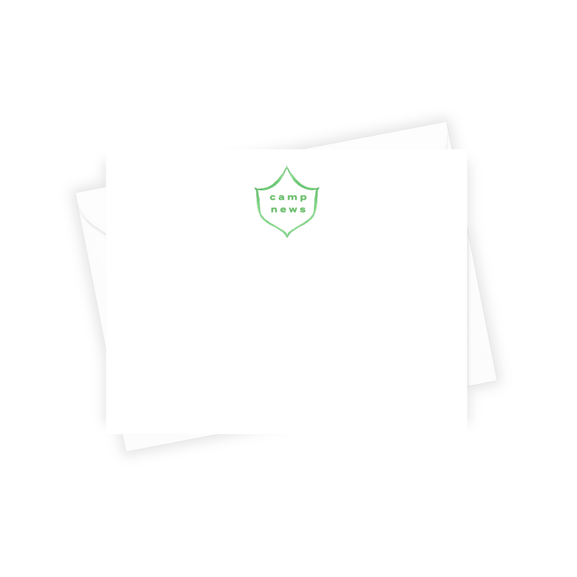 White stationery with a green logo and text on a white background