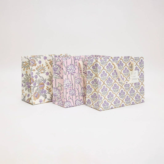 Paper Mirchi - Hand Block Printed Gift Bags (Medium) - Lavender