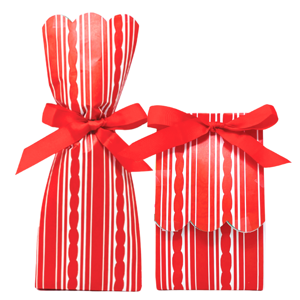 Red Stripe Wine + Gift Bag Kits | Set of 6