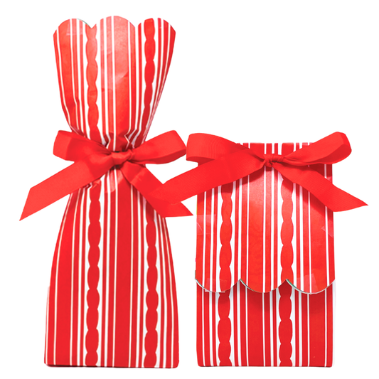 Red Stripe Wine + Gift Bag Kits | Set of 6