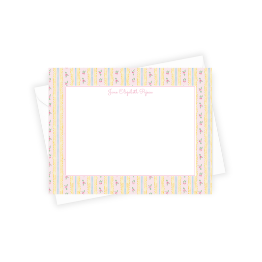 Pattern Border with flowers, blue, yellow, pink stationery