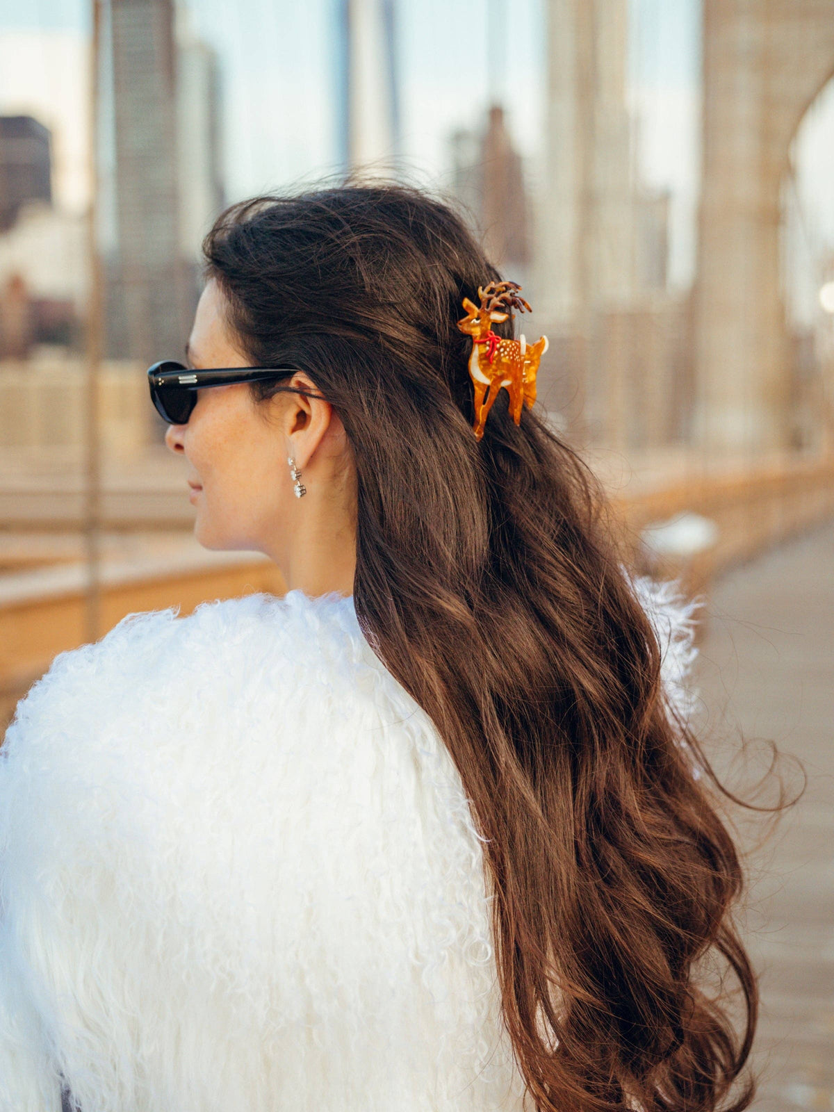 Hand-painted Reindeer Claw Hair Clip