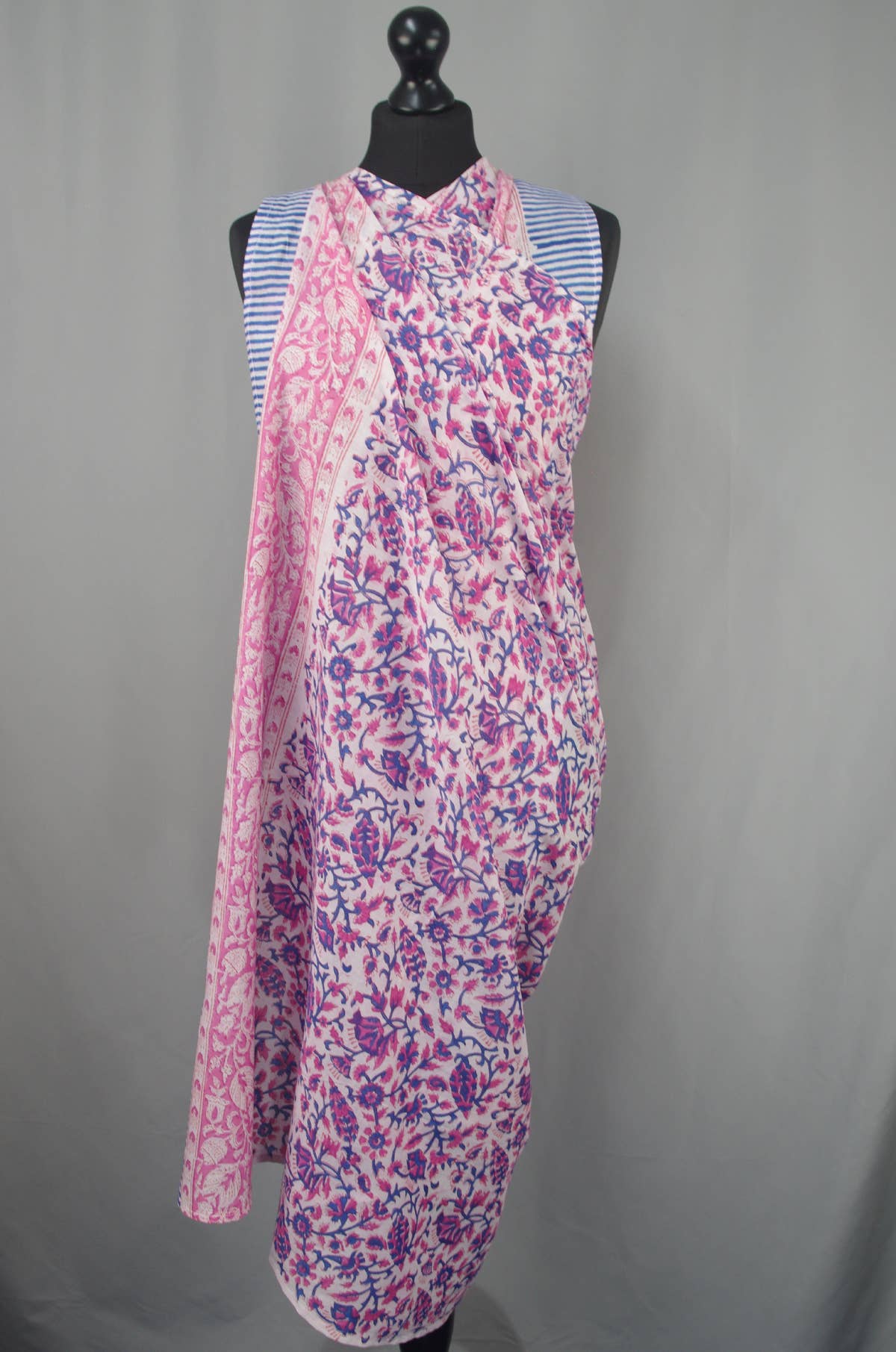 Purple Pink Floral Jaal Beach Coverup Sarong Pareo-Kantha Decor