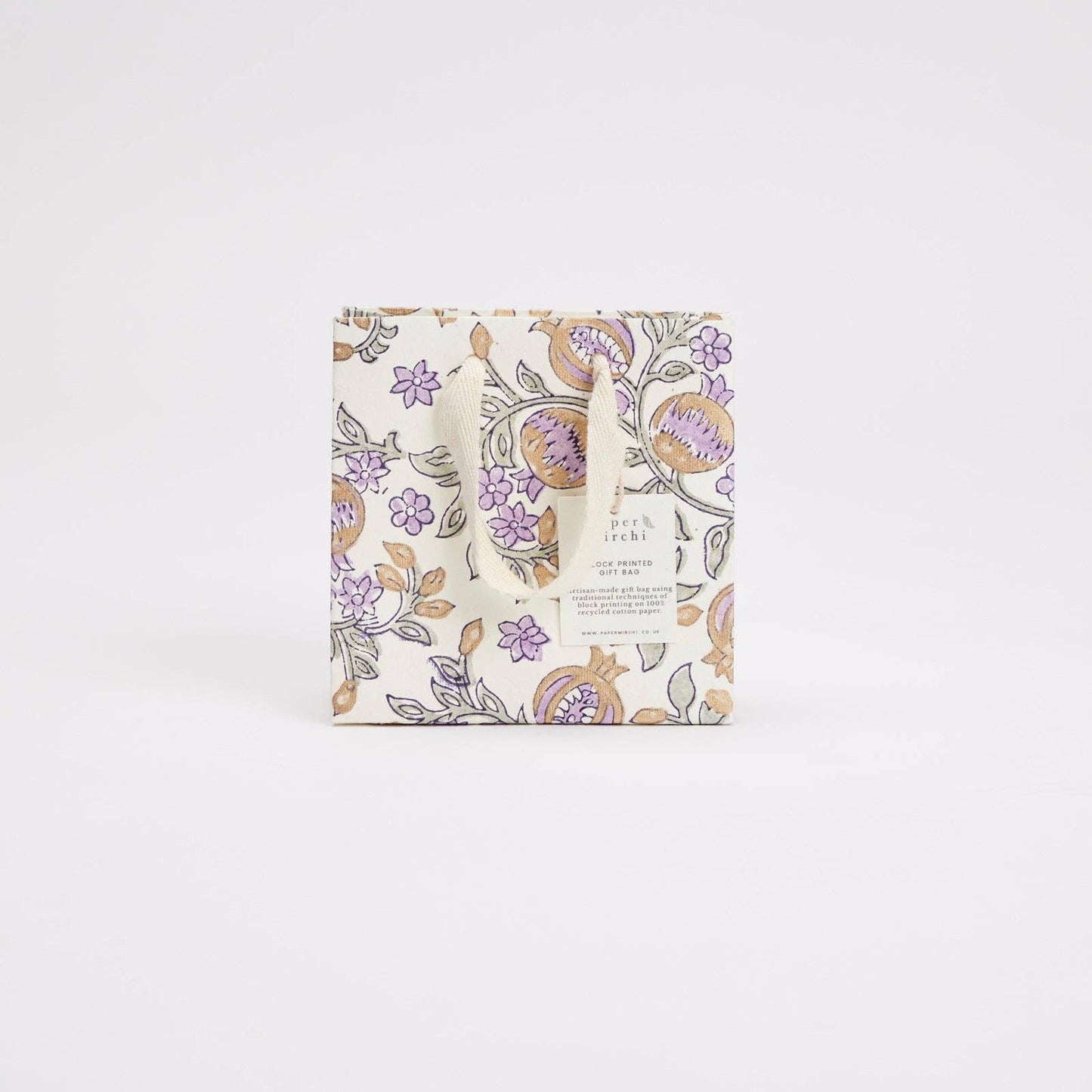 Lavender Small Hand Block Printed Gift Bag