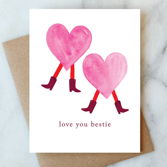 Dancing Hearts Bestie Card | Valentine Love Friendship