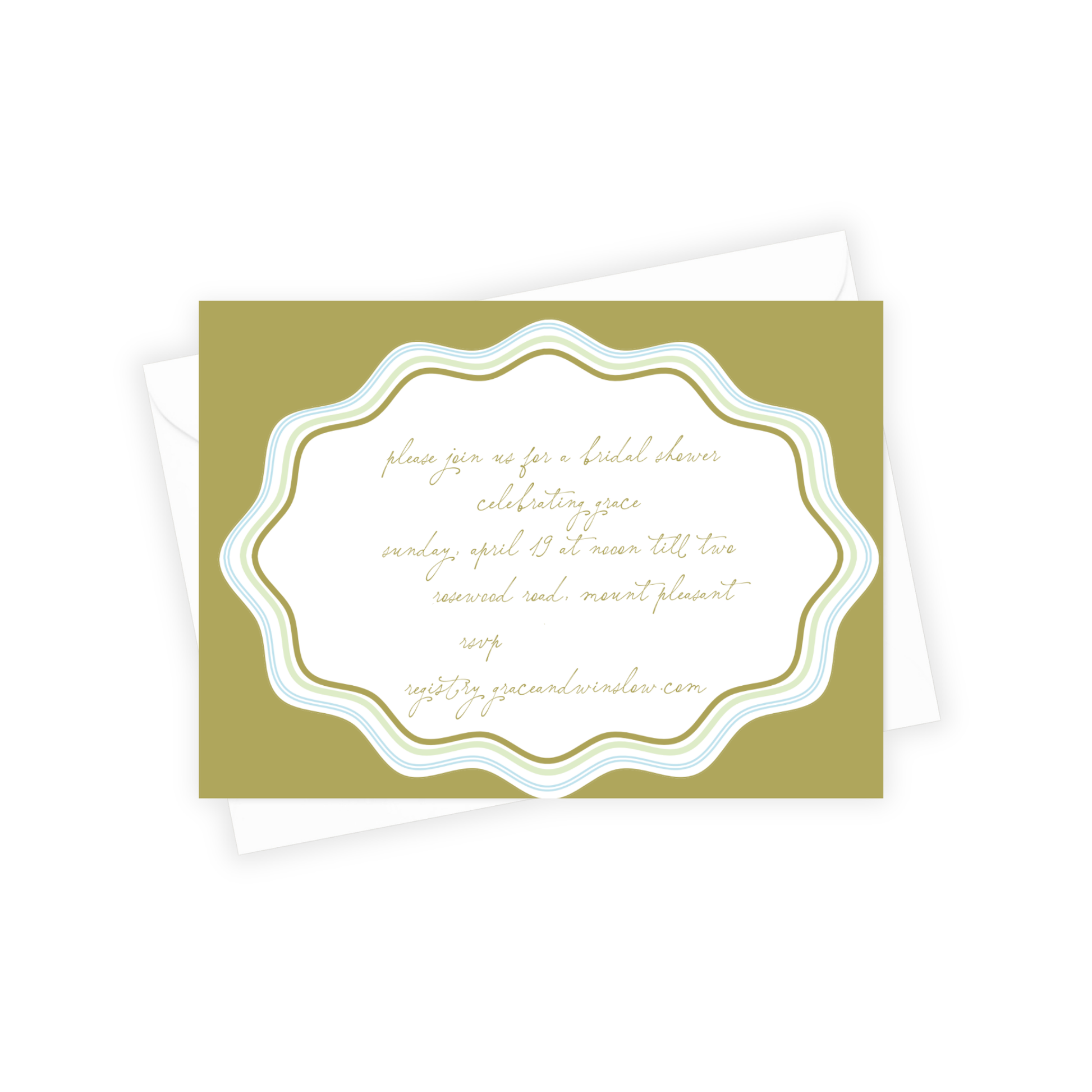 Green card with white text and decorative border on a white background