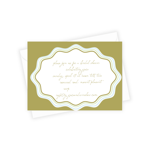 Green card with white text and decorative border on a white background