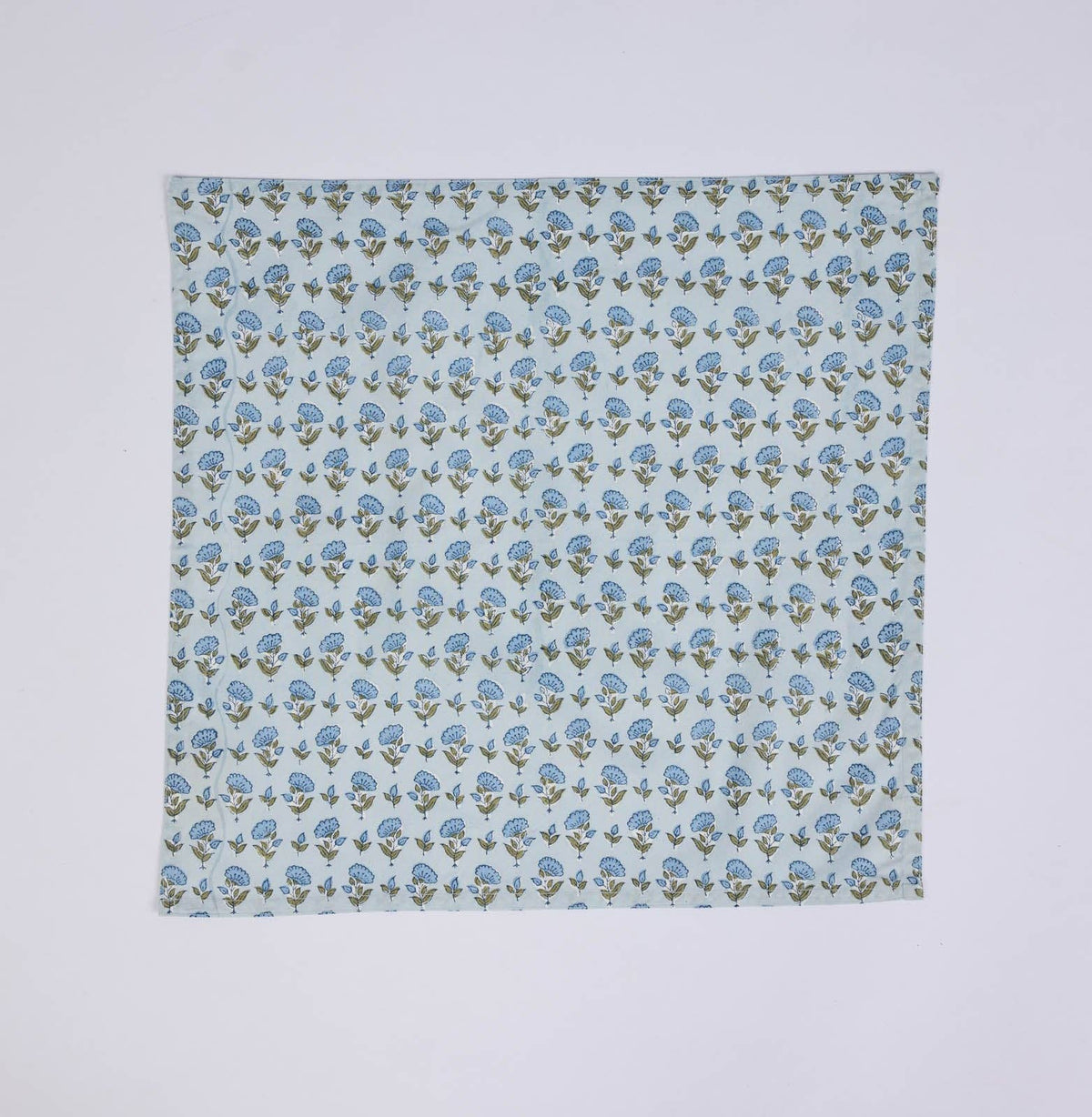 Block Printed Napkins Set of 4 - Ditsy Floral Blue Stone