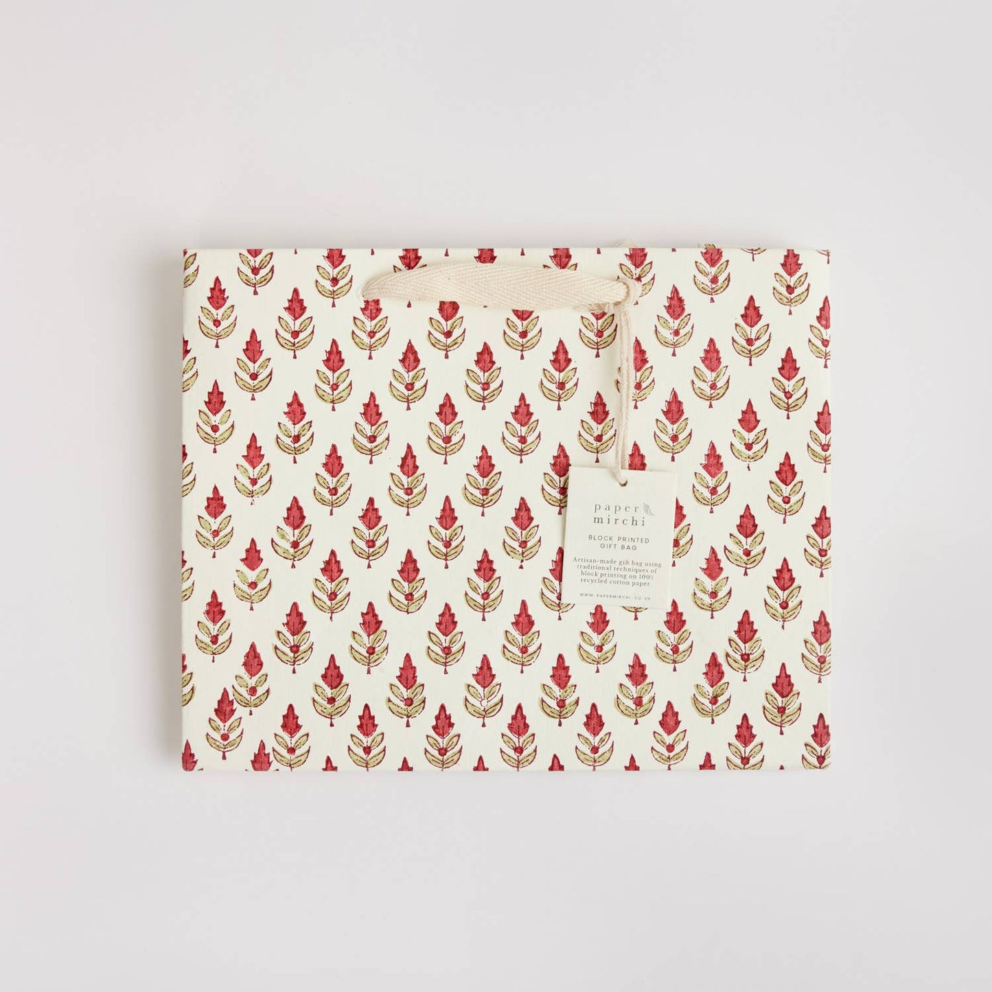 Scarlet Medium Hand Block Printed Gift Bag