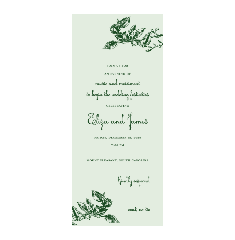 Green Goddess Welcome Party Invitation