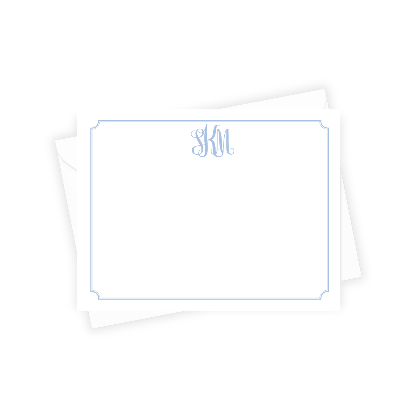 baby blue stationery with monogram initials 