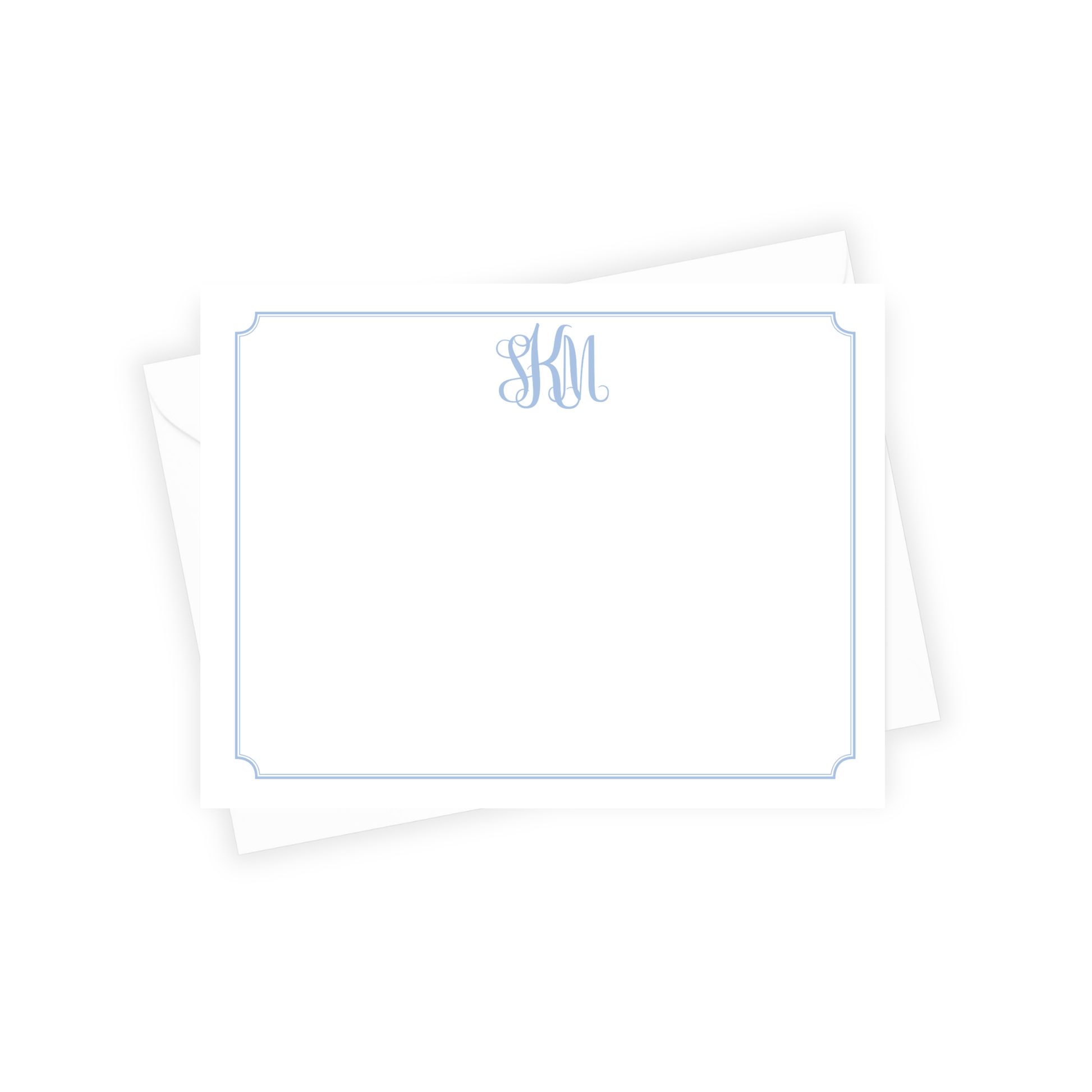 baby blue stationery with monogram initials 