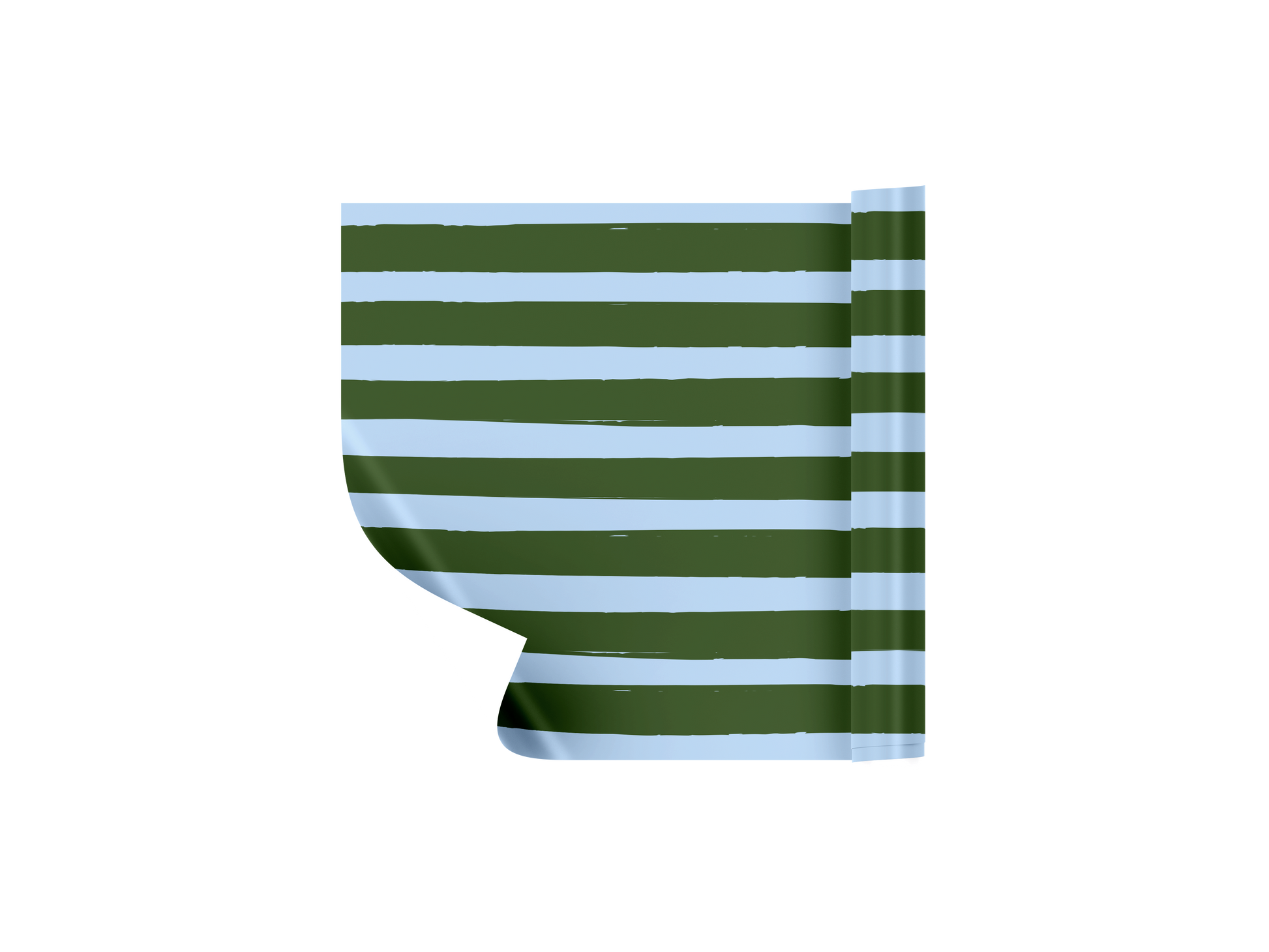 Striped green and blue container on a white background