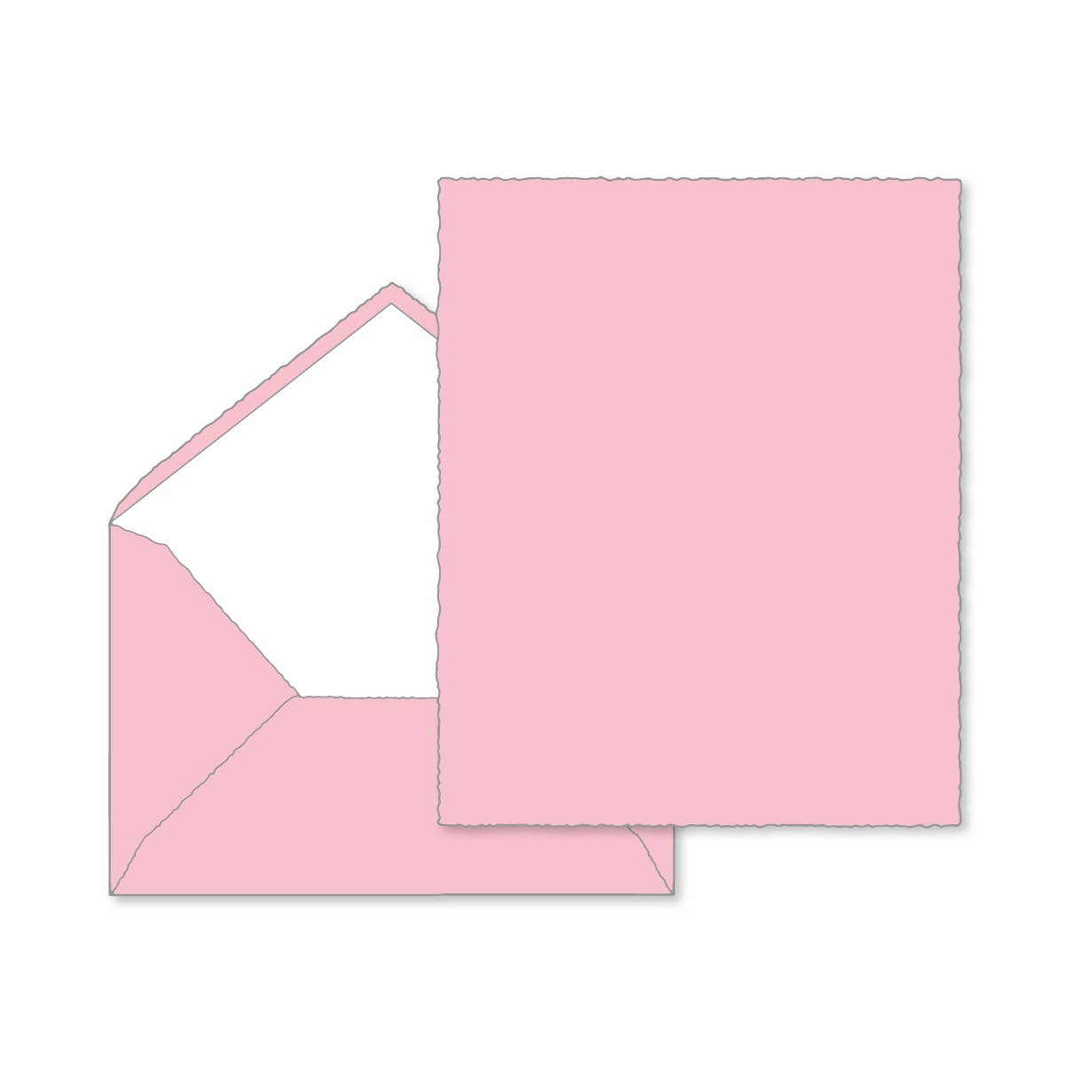 Pink envelope and card set on a white background