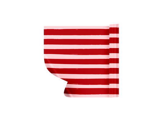 Red and white striped tablecloth on a white background