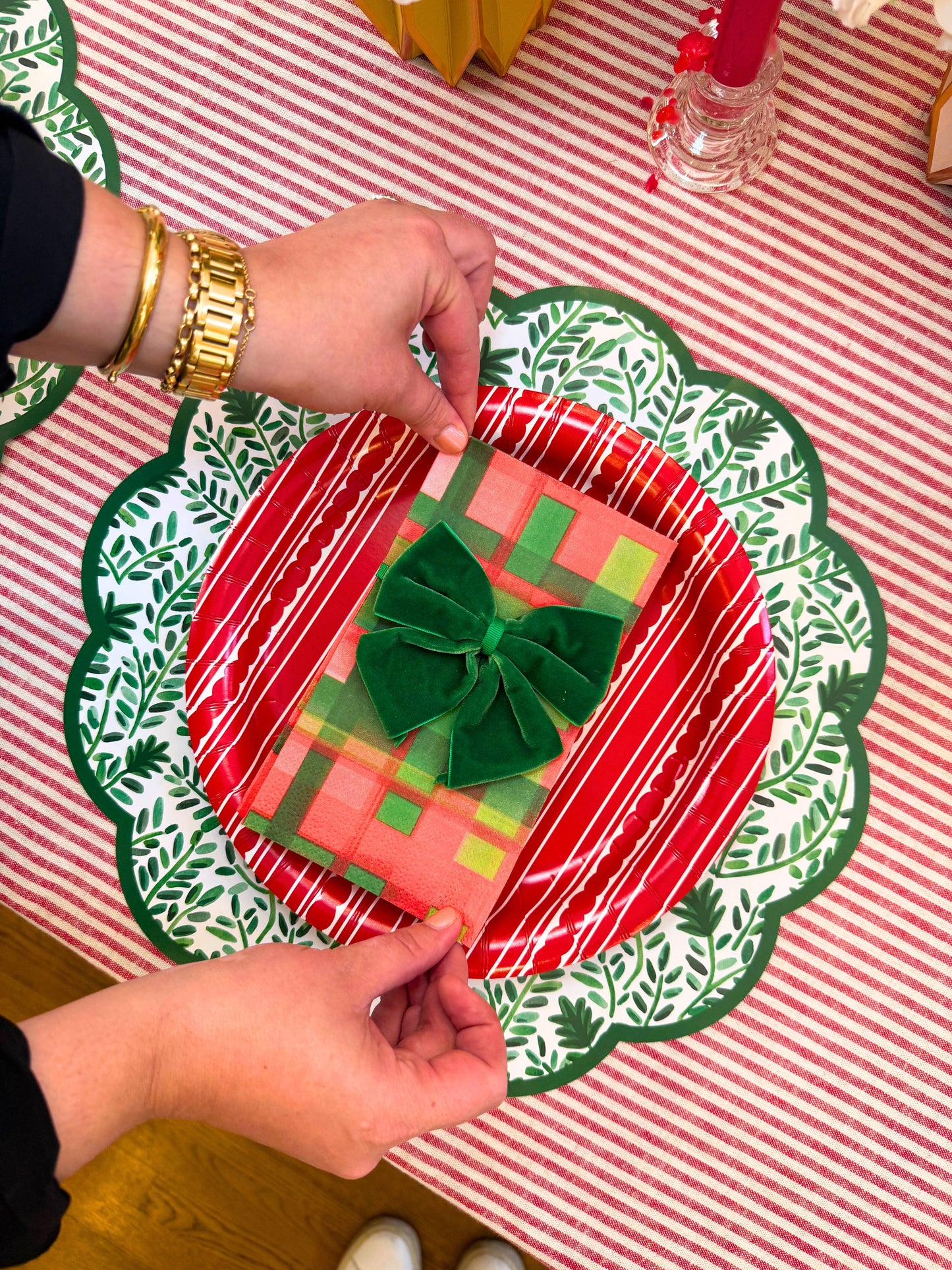 Holiday Plaid Linen-feel Paper Napkin/Guest Towel