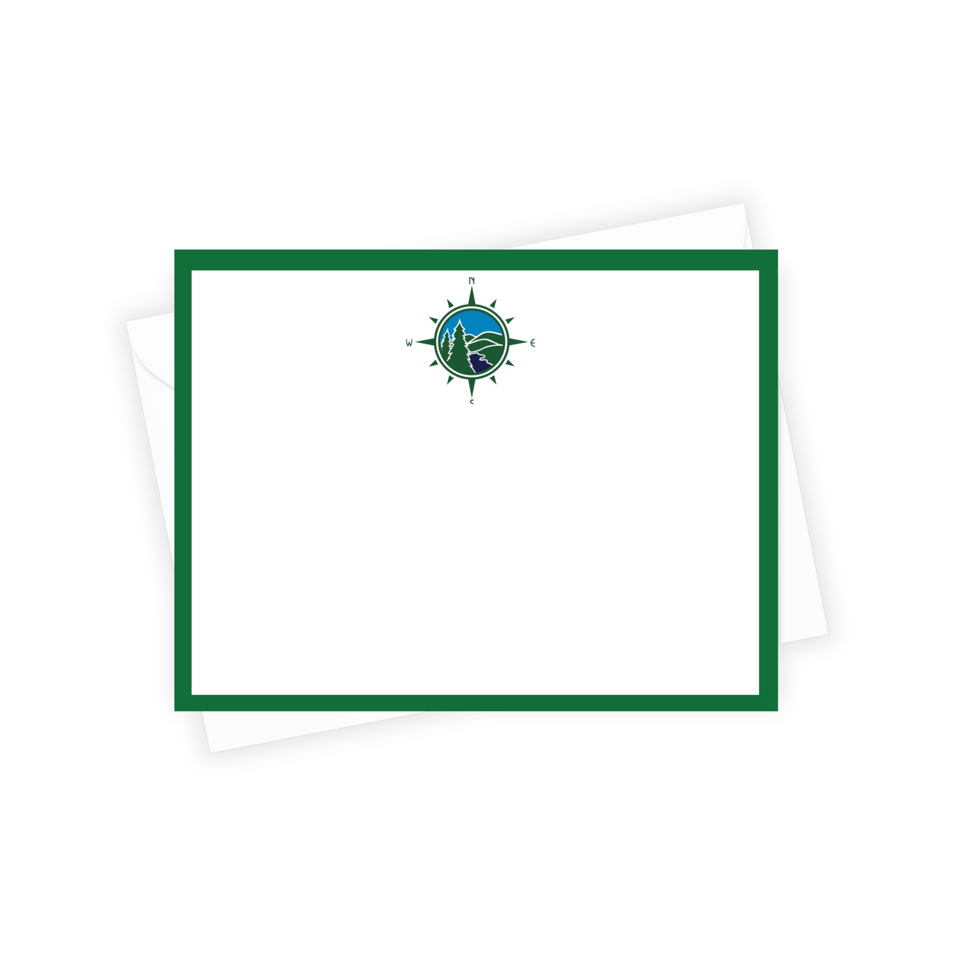 Evergreen boarder with compass stationery