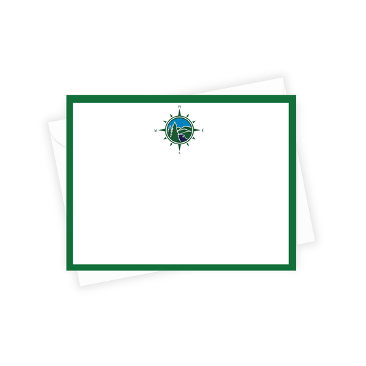 Evergreen boarder with compass stationery