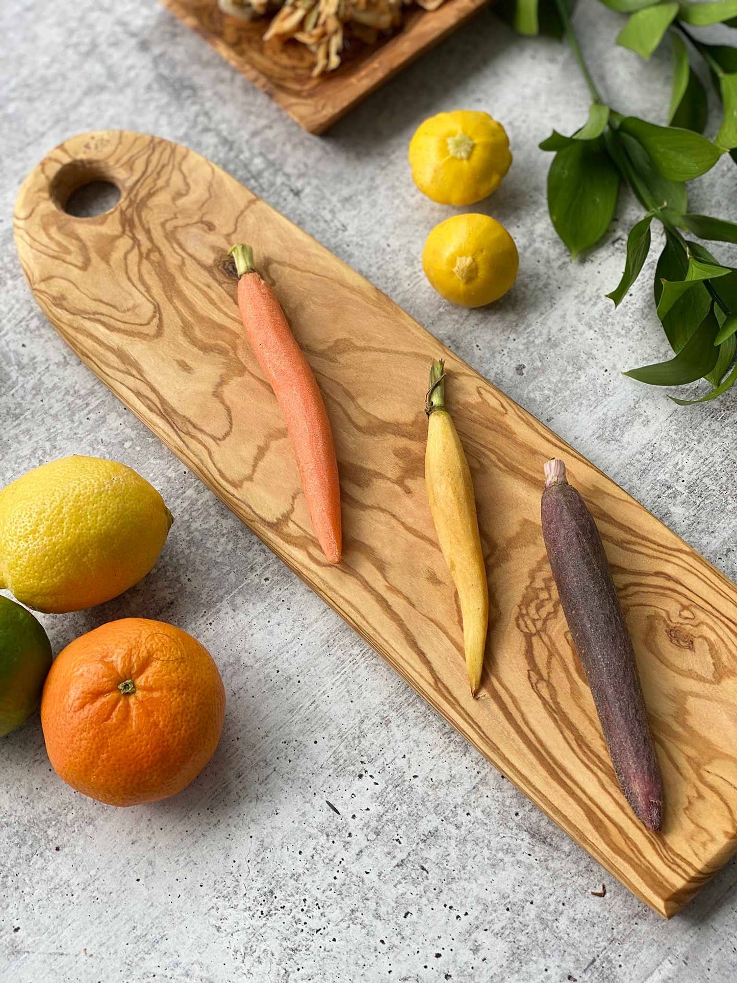 Olive Wood Skinny Oval Cutting Board 14"