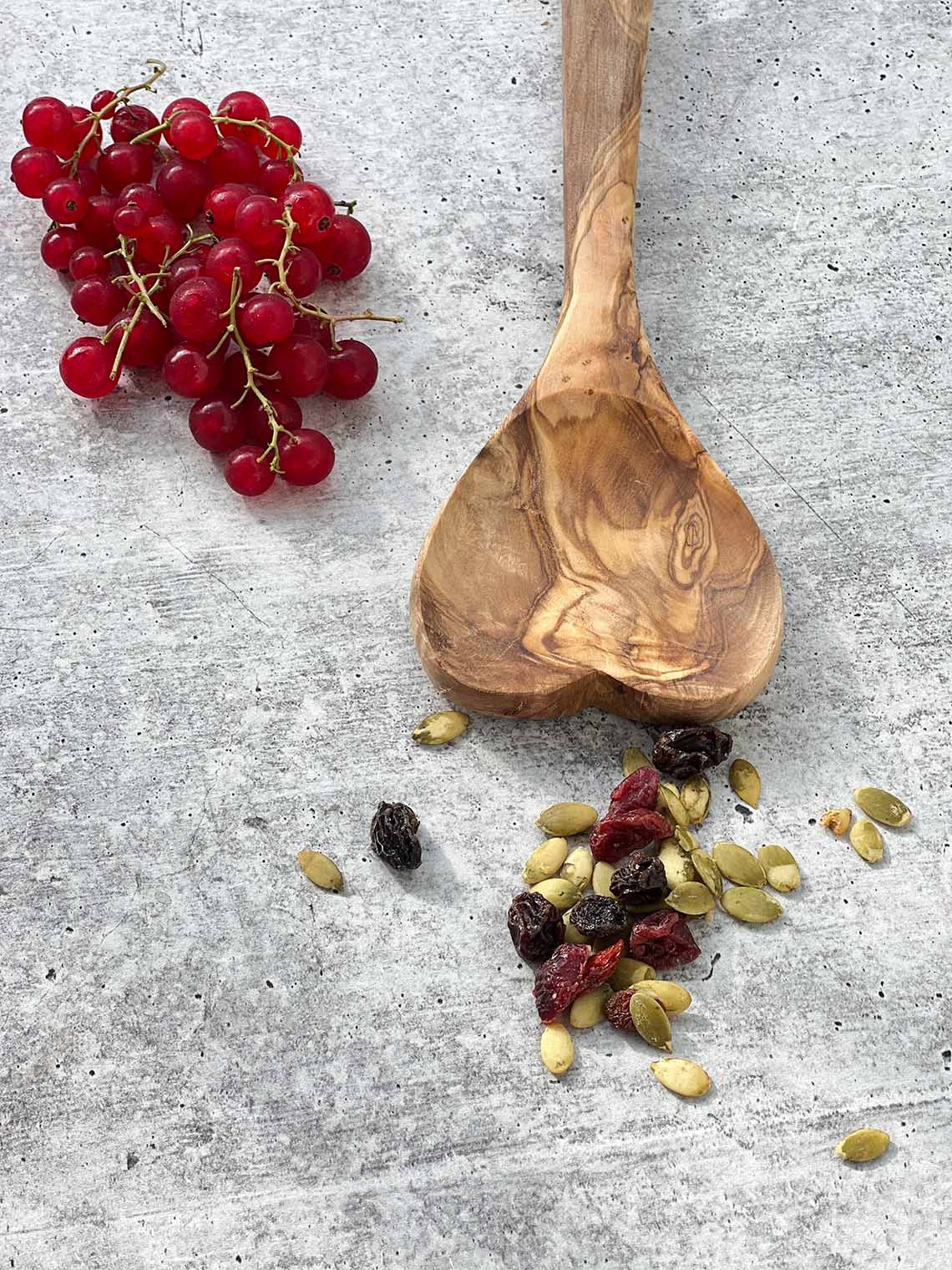 Olive Wood Heart Spoon 12"