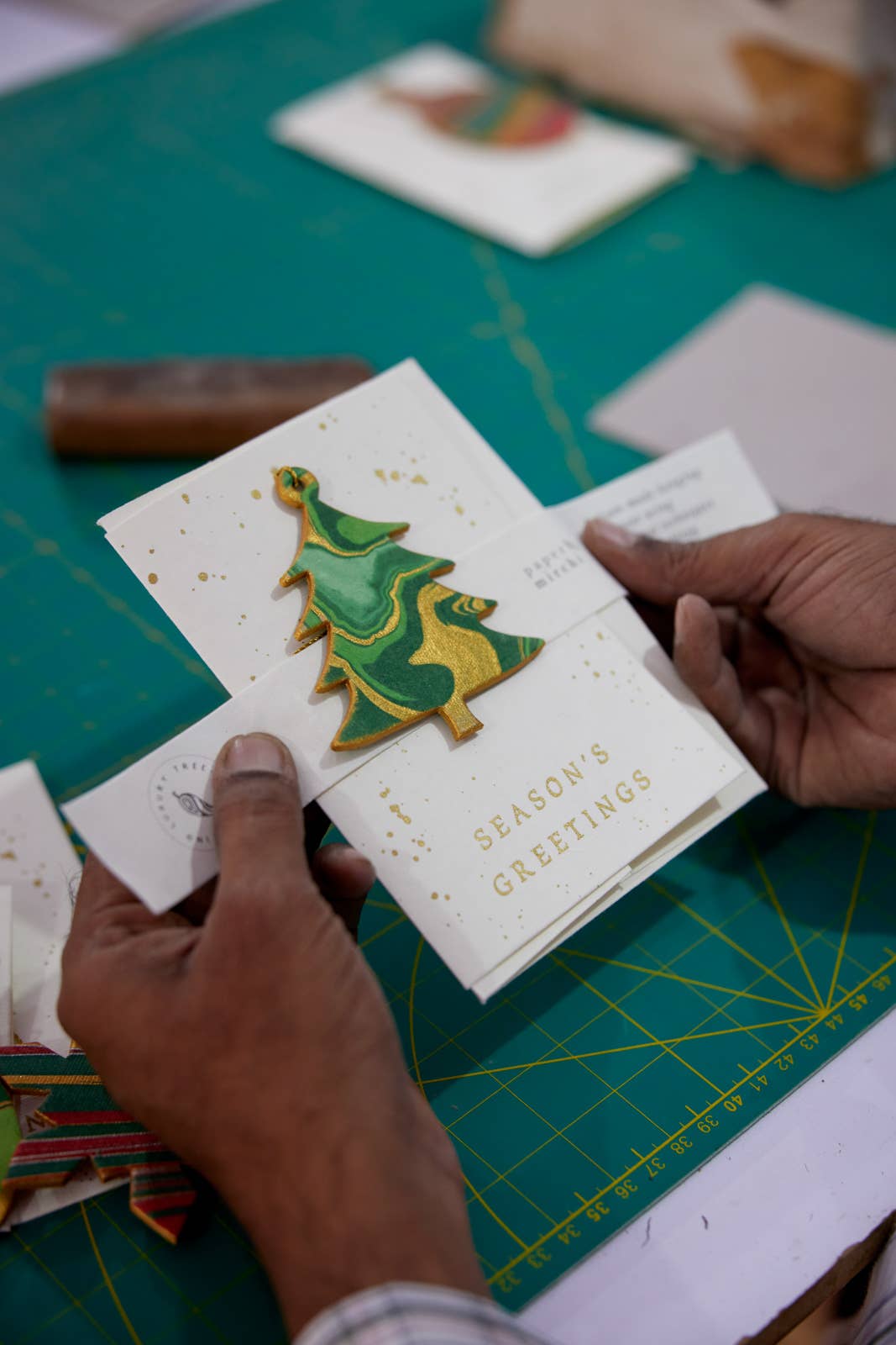 Tree Emerald Marble Ornament Christmas Card