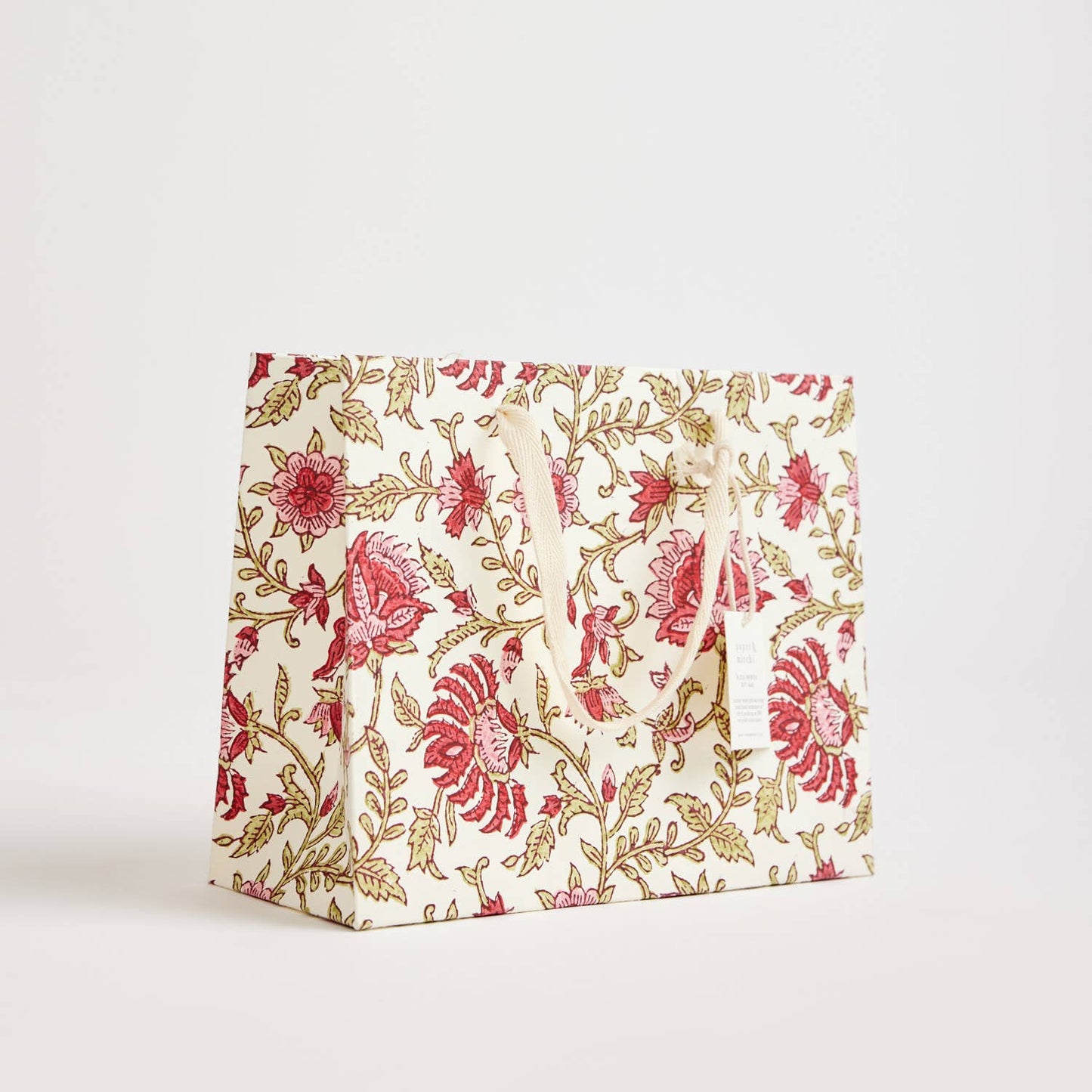 Scarlet Medium Hand Block Printed Gift Bag