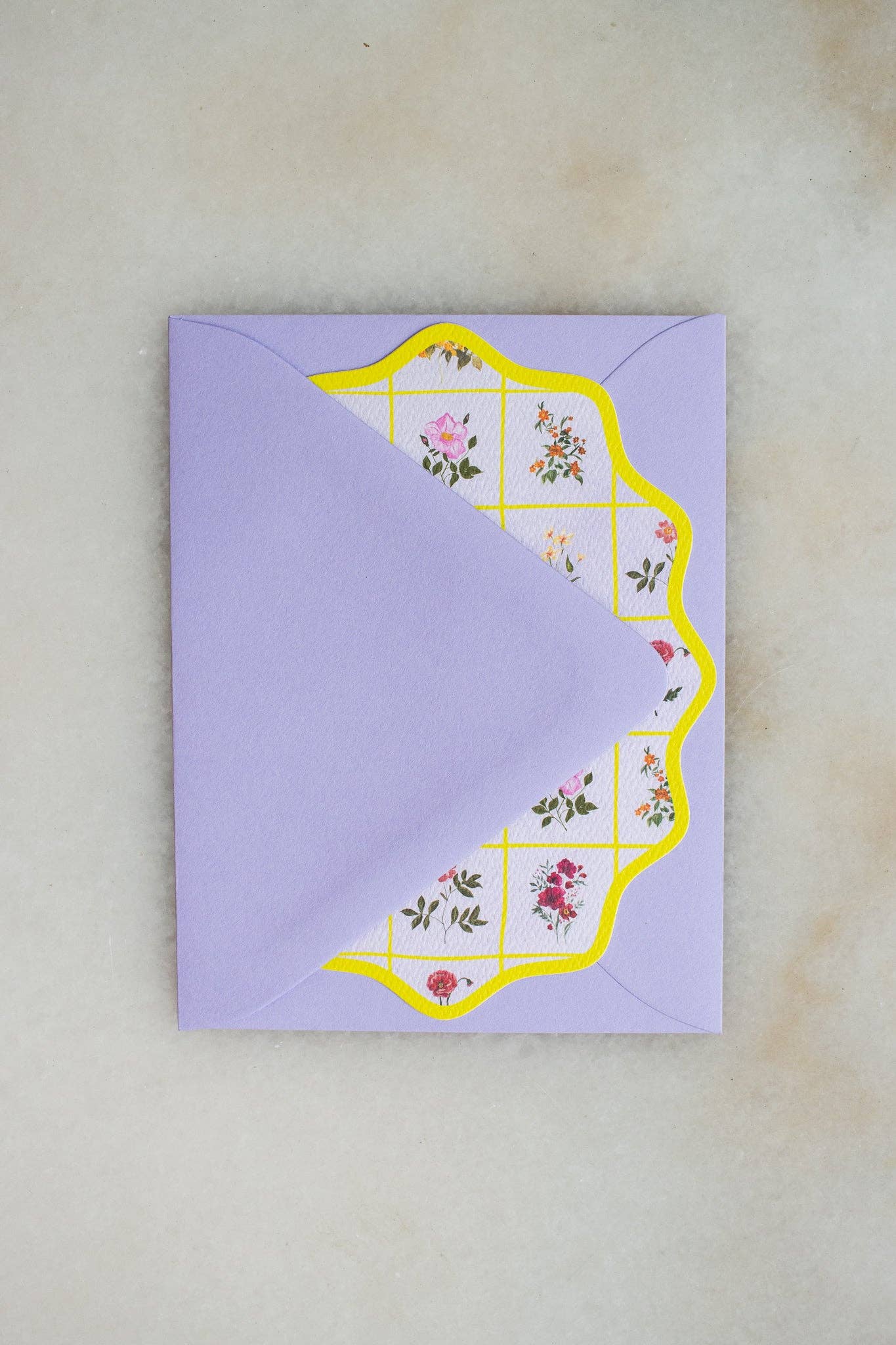 Lilac Flower Notecards with Wavy Edge