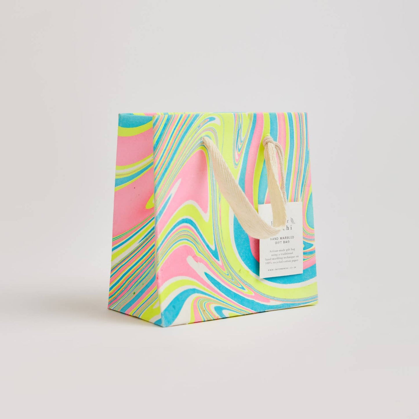 Wave Hand Marbled Gift Bag Small) - Neon