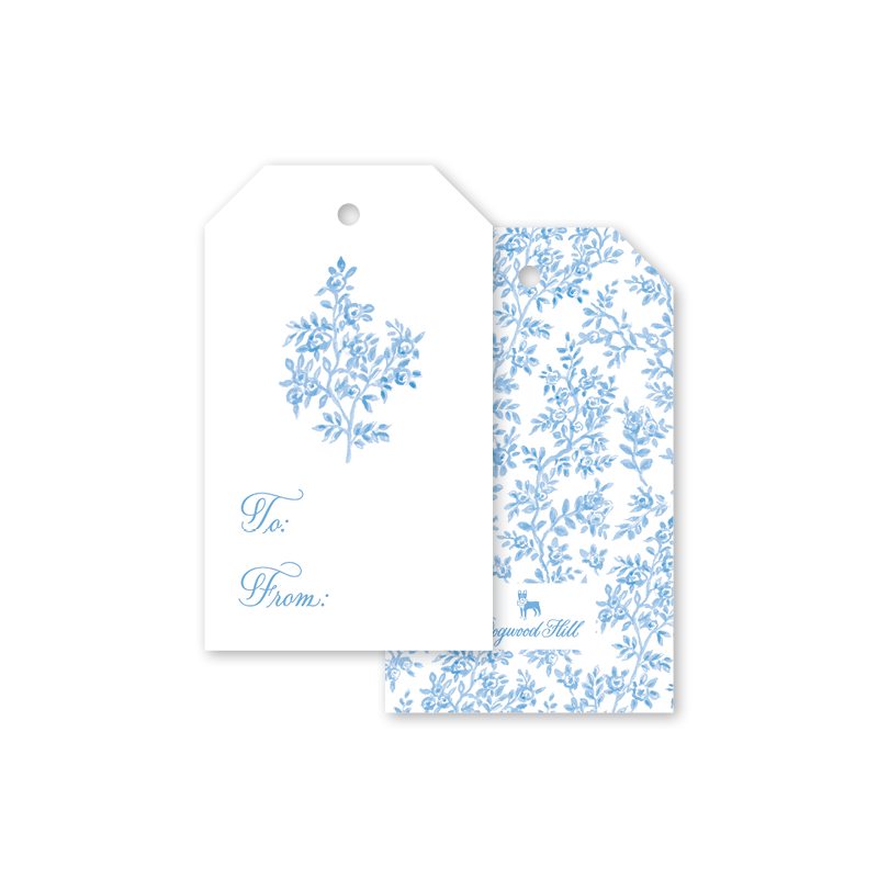 Two floral gift tags with 'To' and 'From' text on a white background
