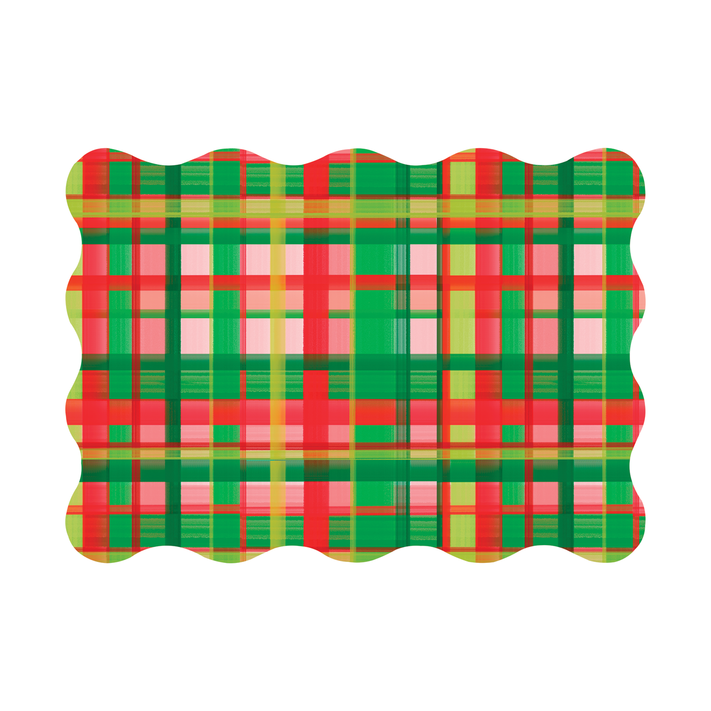 Holiday Plaid Scalloped Rectangle Paper Placemat