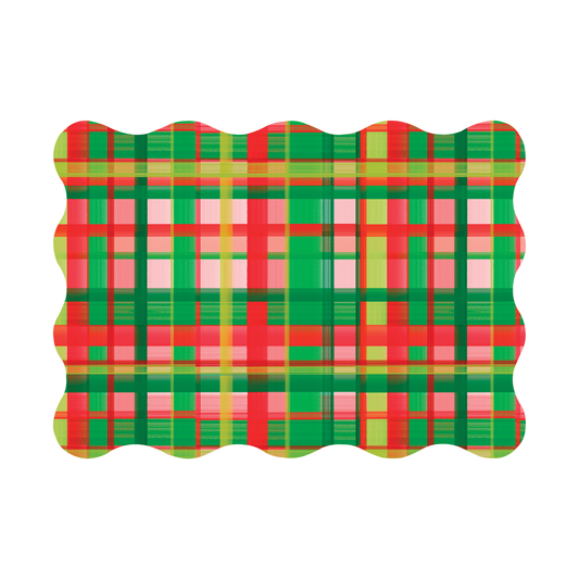 Holiday Plaid Scalloped Rectangle Paper Placemat