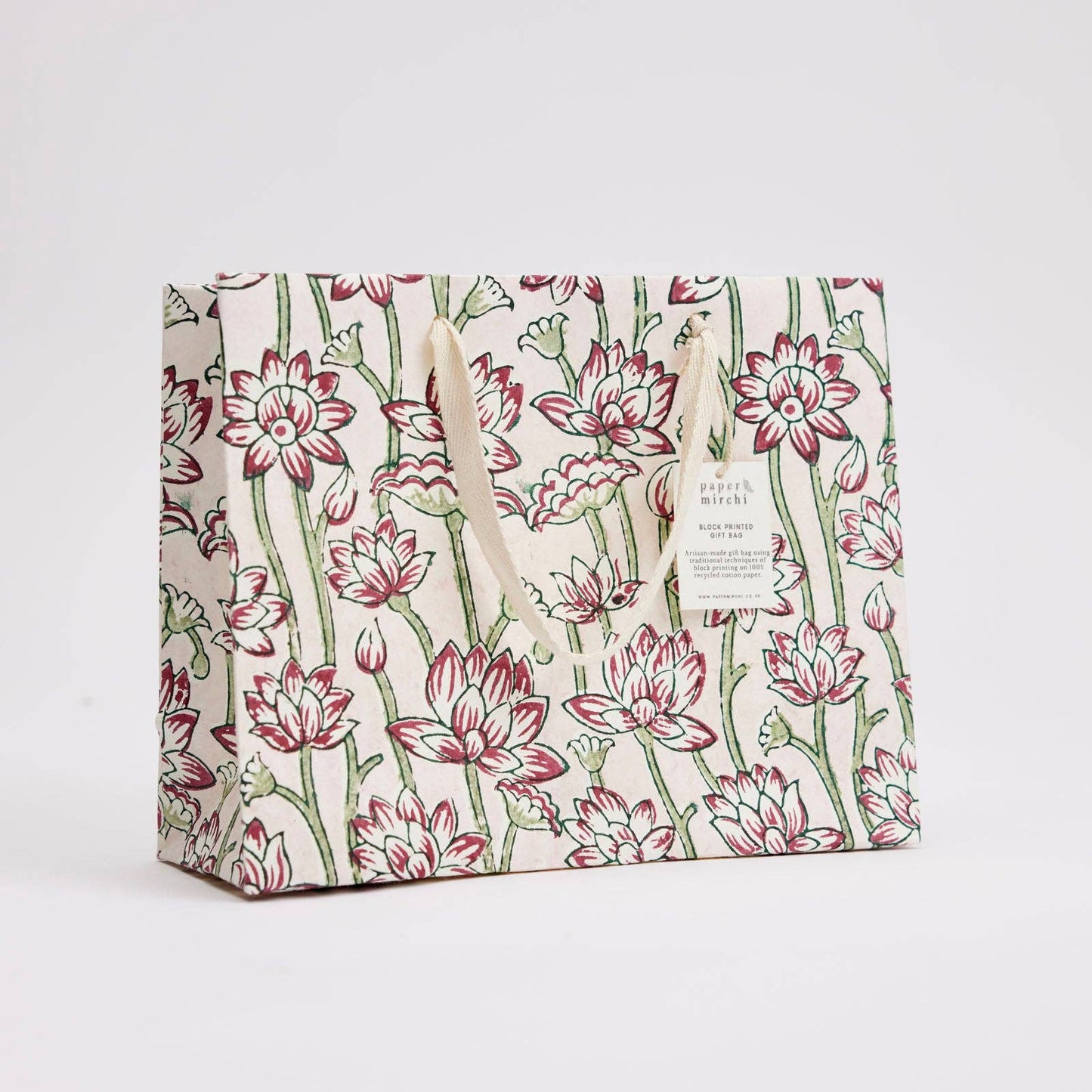 Cherry Medium Hand Block Printed Gift Bag